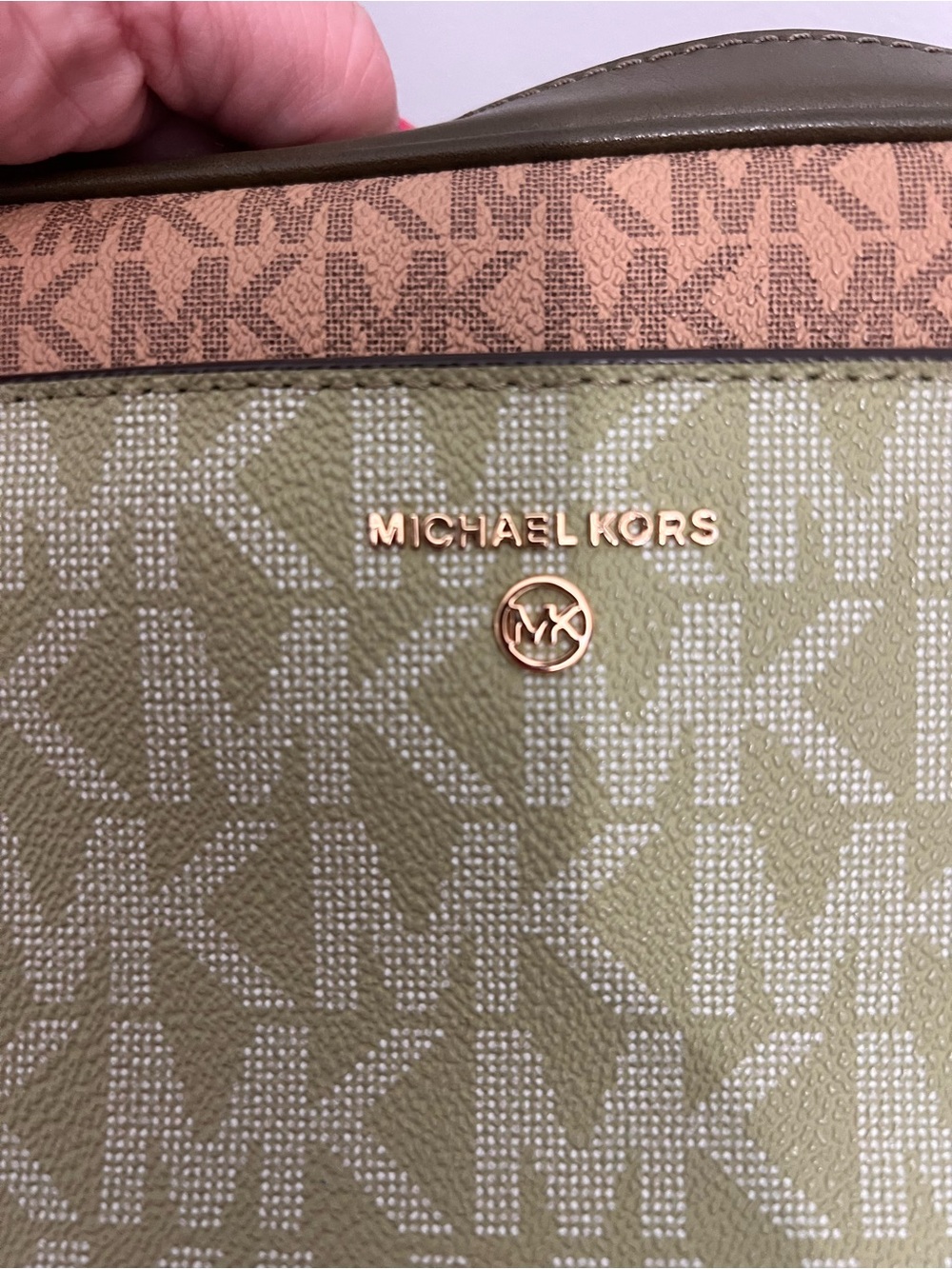 Michael Kors Olive & Beige Logo Crossbody with Gold Hardware - Picture 5 of 5